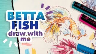 Betta Fish Sketchbox amp ColourChanging Pens Draw With me [upl. by Aihsenrad]