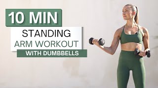 10 min STANDING ARM WORKOUT  With Dumbbells  Zero Planks or Pushups [upl. by Innavoig588]