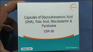 COR3D Capsule  Docosahexaenoic Acid DHA Folic Acid Mecobalamin amp Pyridoxine Capsules  COR 3D Cap [upl. by Oileduab888]