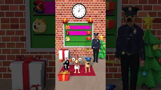 Chicken Cute Cat Vs Police Dog Which Animal Gets a Christmas Gift cat dog [upl. by Alimaj]