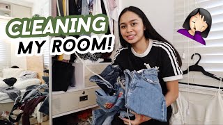 CLEANING MY ROOM  Declutter Makeup amp Closet  ThatsBella [upl. by Madeline]