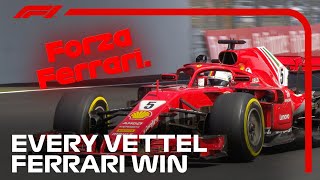 All Sebastian Vettels Ferrari Wins  Team Radio Best Bits [upl. by Akirre]