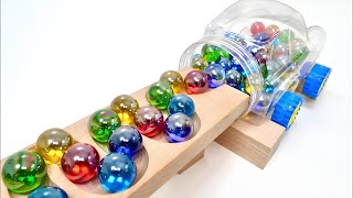 Marble Run ♡ Rain Gutter amp Wooden Rail Handmade Course ㏌ Sandy Beach [upl. by Nauq438]