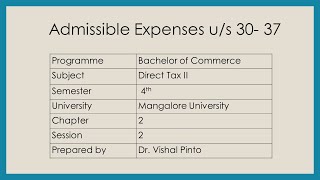 DTII Chpt2 Session 2 Admissible Expenses Us 3037 [upl. by Donaugh983]