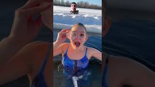 mermaid underwater swimming swim funny icequeen winter ice iceswimming swimmingstyle [upl. by Adnelg]