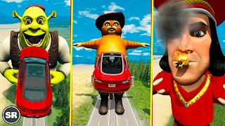 Super Cars VS Shrek Characters 1 😱 BeamNGDrive  SuperReact [upl. by Malory]