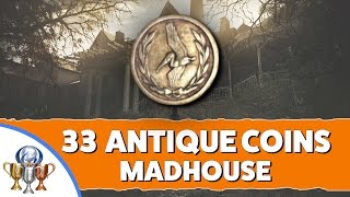 Resident Evil 7 Madhouse  All 33 Antique Coin Locations on Madhouse Difficulty Mad Pelicans [upl. by Lorette544]