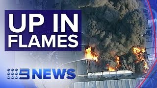 Melbourne factory fire could burn for days  Nine News Australia [upl. by Sidoma]