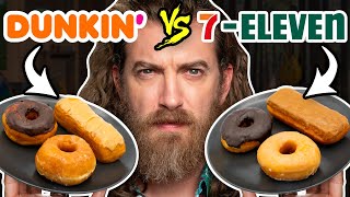 Dunkin vs 7Eleven Taste Test  FOOD FEUDS [upl. by Jonis]