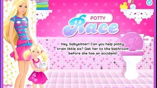 Barbie Games  Baby Games  Free Barbie Babysitter Games  Barbie Potty Race Game [upl. by Ahseyd]