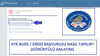 KYK BURS amp KREDİ BAŞVURUSU NASIL YAPILIR GÖRÜNTÜLÜ ANLATIM [upl. by Eihtak]