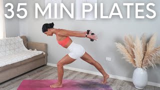 35 MIN FULL BODY WORKOUT  AtHome Pilates With Weights [upl. by Ahsaenat736]