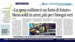 La Rassegna stampa di RaiNews24 parla di quotFerma il riarmoquot  24 ottobre 2024 [upl. by Eellah]