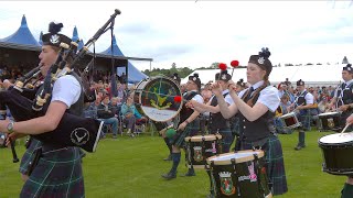 Forres and District Pipe Band playing the march around Games field at 2024 Inverness Highland Games [upl. by Justen]