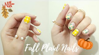 💛Easy plaid nails [upl. by Eidnak]