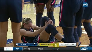 😳 Paige Bueckers KNEE INJURY SCARE Geno Auriemma STOPS HER From Checking Back In  8 UConn Huskies [upl. by Suzie857]