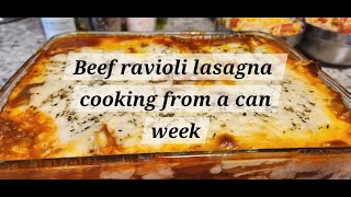 Canned Ravioli Lasagna Cook from a can easymeals pantrycooking budgetmeals [upl. by Namlaz917]