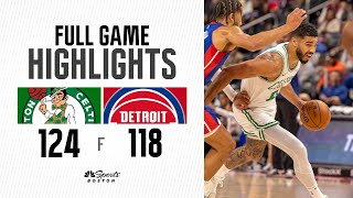 FULL GAME HIGHLIGHTS Celtics show grit in win over Pistons improve to 30 [upl. by Cressler841]