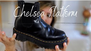 CHELSEA PLATFORM BOOT  DOC MARTENS  QUICK REVIEW amp LOTS OF MODELING SHOTS WITH DIFFERENT OUTFITS [upl. by Inava]