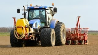 New Holland T6060 Elite amp Kverneland Accord Optima HD edrive Precision Drill  Loonbedrijf Breure [upl. by Edahs]