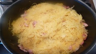 Recette  Courge spaghetti à la crème et aux lardons [upl. by Aydin]