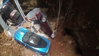 Drone Footage from Inside Corvette Museum Sinkhole [upl. by Rehptosirhc147]