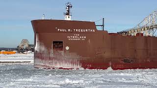 Great Lakes Freighter Paul R Tregurtha in the ice [upl. by Aillij]