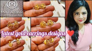 Malabar gold earrings designs with price  gold earrings designs  gold jhumka earrings [upl. by Roydd]