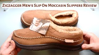 Zigzagger Mens Slip On Moccasin Slippers  Review [upl. by Caitrin154]