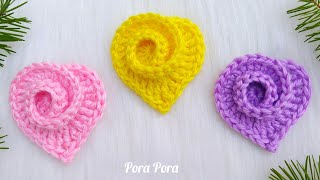 Crochet Rose Heart I Scrap Yarn Crochet Projects [upl. by Henn]