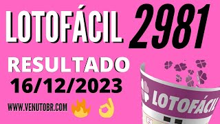 🍀 Resultado Lotofácil 2981 [upl. by Nesbitt]