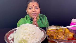 BIGBITES EATING RICE WITH SPICY CHICKEN KOSHA MURGIR LAL JHOL [upl. by Jim]