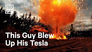 Man Blows Up Tesla Instead of Paying 22k in Repairs [upl. by Enilecram]