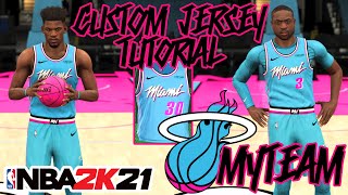 MIAMI HEAT VICE CITY CUSTOM JERSEY TUTORIAL BLUE PINK UNIFORM NBA 2K21 MyTeam WADE BUTLER FIRE [upl. by Eugirne]