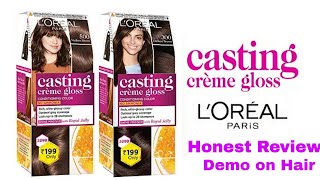 NEW LOREAL Paris Casting Cream Gloss Hair Colour review Darkest brown amp midium brown  DEMO [upl. by Bord]