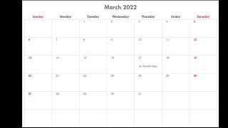 March 2022 Calendar Printable with Holidays [upl. by Oremar56]