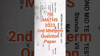 7th Std Maths 2nd Mid Term Test 2023 Question Paper  Dist Kanchipuram Thiruvallur  Class 7 Maths [upl. by Ainedrag]