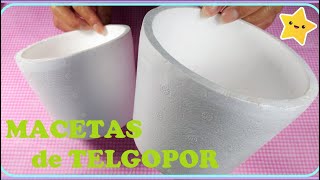 2 MACETAS con envases de TELGOPOR🌷Ideas con Potes de helado diycraftideas macetas unicel hogar♻ [upl. by Alis]