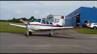 Beechcraft Debonair  startup taxi and takeoff at Pattonville EDTQ [upl. by Armahs]