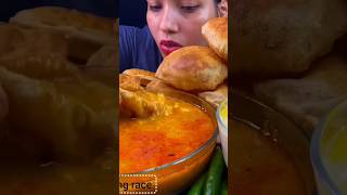 Eating Puri Sabzi Mithi Sewaiyyaasmrsounds mukbang indianfood shortsvideo [upl. by Lynna30]