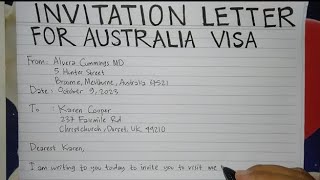 How To Write An Invitation Letter for Australia Visa Step by Step Guide  Writing Practices [upl. by Akenet]