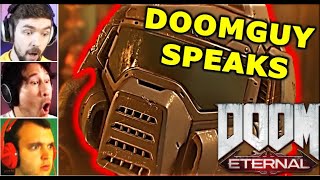 GAMERS REACT To DOOMGUY SPEAKING  Doomslayer Talking  DOOM Eternal Reaction [upl. by Trueblood]