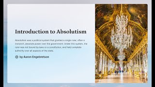 Absolutism Lecture [upl. by Aleksandr852]