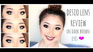 Desio Lens Review on Dark Brown Asian Eyes  Innocent White Mint Touch amp Forest Green [upl. by Merras590]