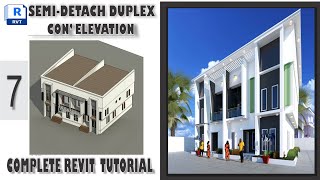 REVIT COMPLETE TUTORIAL  7 HOW TO CREATE SEMIDETACH DUPLEX CONTINUE ELEVATION [upl. by Kania]