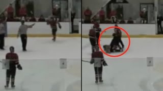 Hockey Player ATTACKS Ref with Cheap Shot After Leaving Penalty Box Gets ARRESTED [upl. by Josi]