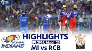 MI vs RCB IPL 2024 Mumbai Indians vs Royal Challengers Bengaluru Today Full Match Highlights [upl. by Ahsitam808]