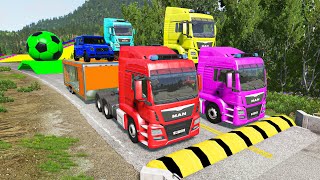 Flatbed Trailer Truck vs Train  Mixer Truck Cars Rescue  BeamNGDrive [upl. by Anaek874]