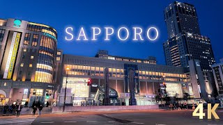 4K  Sapporo Station to Susukino Hokkaido Japan  Night walk [upl. by Beker]