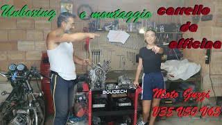 Unboxing e montaggio carrello da officina  Moto Guzzi V35 V50 V65 [upl. by Uella]